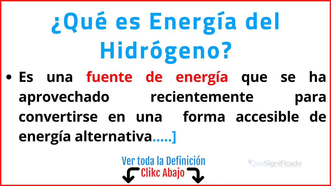 Qué es Energía del Hidrógeno