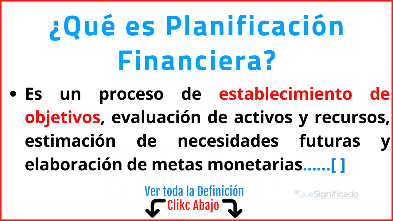 Qué es Planificación Financiera